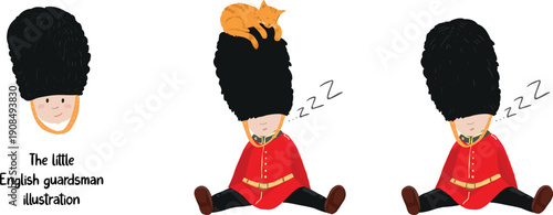 The English guardsman vector illustration. Set of three poses. Concept element for design, book, advertising, marketing, poster