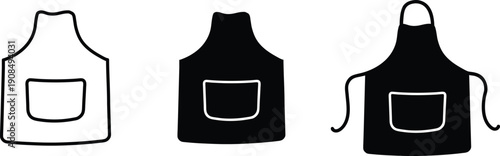 apron icon, apron vector silhouette illustration, Chef uniform vector, apron logo on white background Formats Included EPS