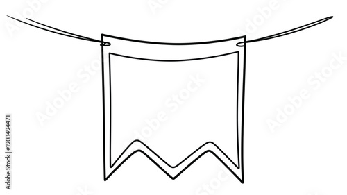 Simple line drawing of a pennant flag hanging from a string