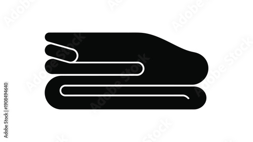 Simple black silhouette of a hand holding folded towels