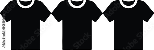 silhouette three black t shirts in a row simple vector design