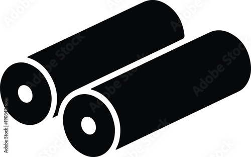 silhouette two cylindrical tubes lying side by side vector design