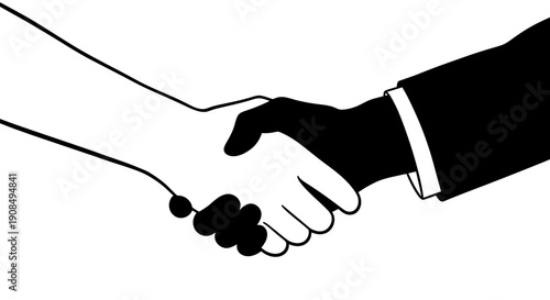 Two diverse hands, one dark and one light, shaking in agreement or partnership on isolated white background.