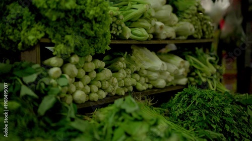 Vibrant Display of Assorted Fresh Thai Vegetables at a Traditional Street Market