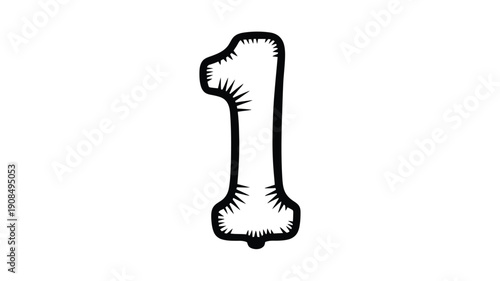 A simple black and white doodle of the number one