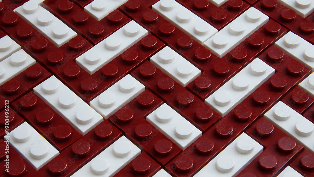 Fototapeta premium Lego Style Brick Red White Background