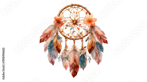 Elegant handmade dreamcatcher with colorful feathers and intricate design, perfect for bohemian home decor, spiritual gifts, wall art, and festival accessories