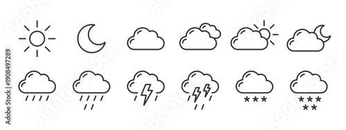 Weather Icon Set Line Weather Symbols Collection