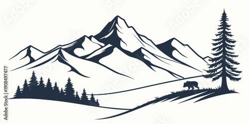 Majestic mountain landscape with a lone caribou in the foreground