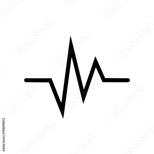 Simple black line icon of a fluctuating waveform representing a pulse, heartbeat, or sound frequency, ideal for health, medical, audio, or technology interface designs