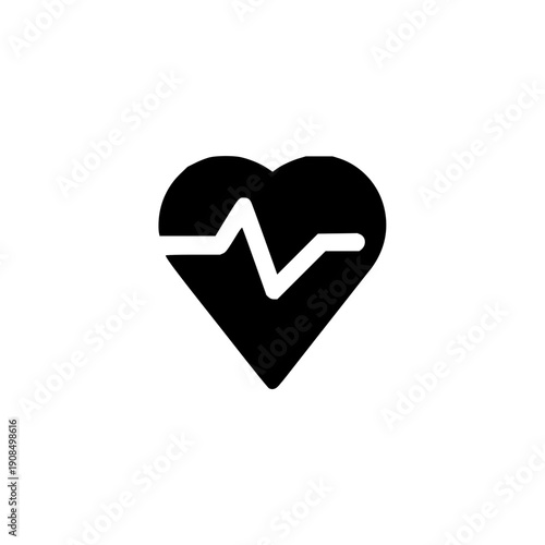 Icon of a heart with a cardiogram line, symbolizing health, life, and medical care