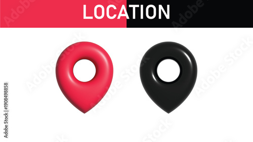 Red 3D map location pin pointer icon isolated on background. Navigation marker and GPS destination symbol illustration.