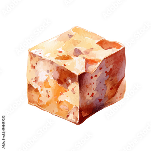 Isometric watercolor graphic of Fudge, neatly isolated on white background.