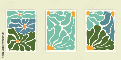 Abstract Organic Floral Art Prints Set