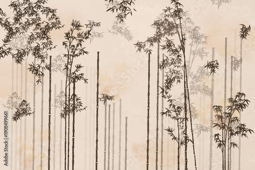 bamboo background new Chinese Style Forest Ink Painting art 
