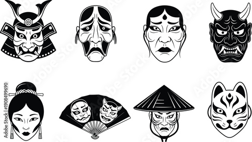 Japanese Noh Masks and Traditional Faces