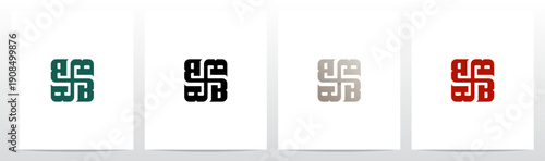 Four Letters Crossed Entangled Connected Initial Logo Design B