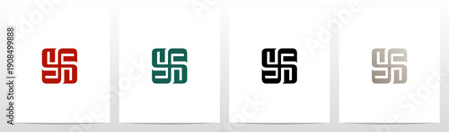 Four Letters Crossed Entangled Connected Initial Logo Design D