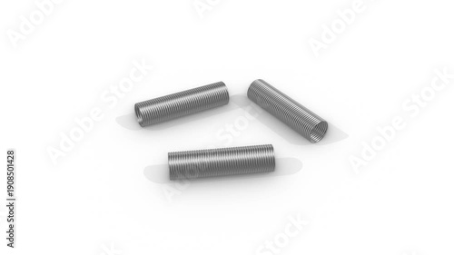 Industrial Silver Flexible Conduits Motion Graphic on White Background. 4K