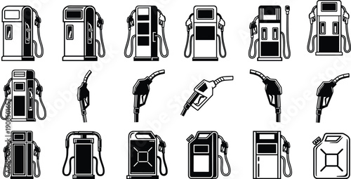 Black and white gas pump and fuel nozzles fuel pump gasoline petrol