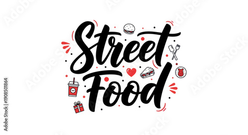 Street food handwritten text illustration