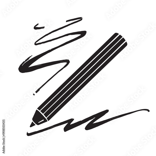 Simple pencil silhouette drawing a continuous line on blank paper