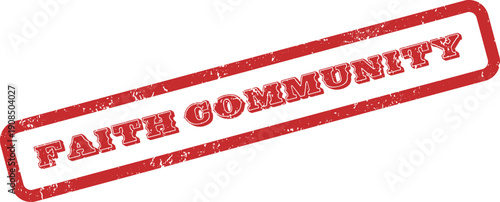 A Distinctive Faith Community Stamp Impression with Distressed Grunge Red Texture