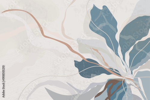 Wall murals Elegant waves blue color abstract art painting