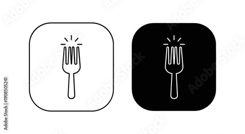 Simple fork icon in two styles: outline and filled, representing dining and cutlery