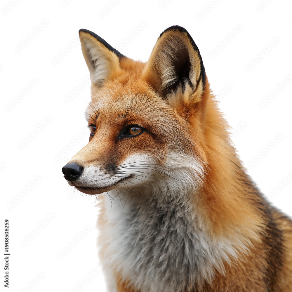 Fototapeta premium Fox Profile Portrait Showing Fur Texture and Facial Features in Natural Light During Daytime Hours