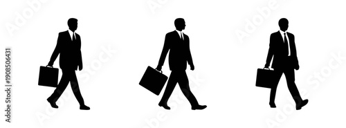 Businessmen walking silhouette vector illustration professional men with briefcase clipart image
