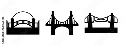 Silhouette bridge vector art illustration famous landmark architecture design construction engineering travel icon 90