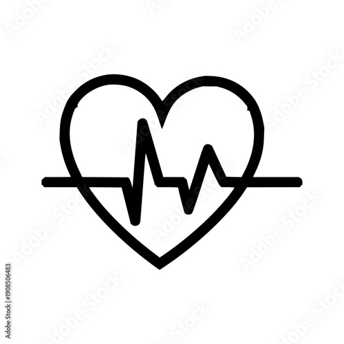 Heartbeat Icon Representing Health, Life, and Vitality with a Cardiogram Line