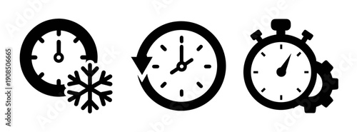 Time management efficiency productivity deadline schedule clock timer stopwatch workflow concept icon