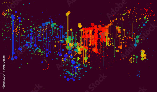 Vibrant Rainbow Vector: Abstract Dots And Lines Representing Data, Connection, And Dynamic Energy