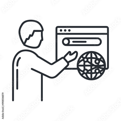 Person browsing the internet, flat vector illustration