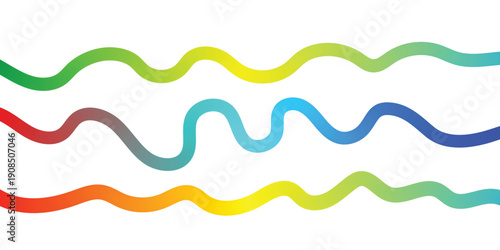 Vibrant multicolored wavy lines on white background