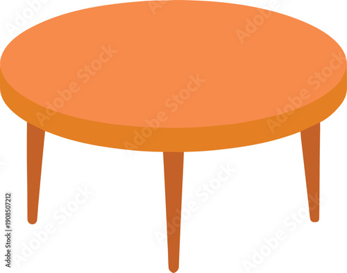 Stylized round orange coffee table illustration