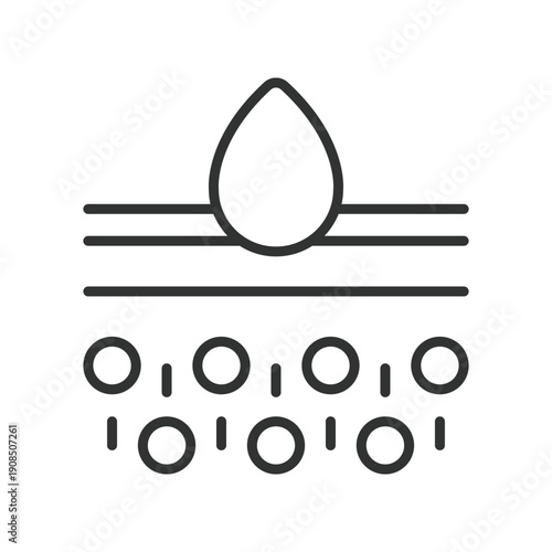 Skin absorption layers icon in line design. deep hydration penetration on white background vector. absorption layers editable stroke icon