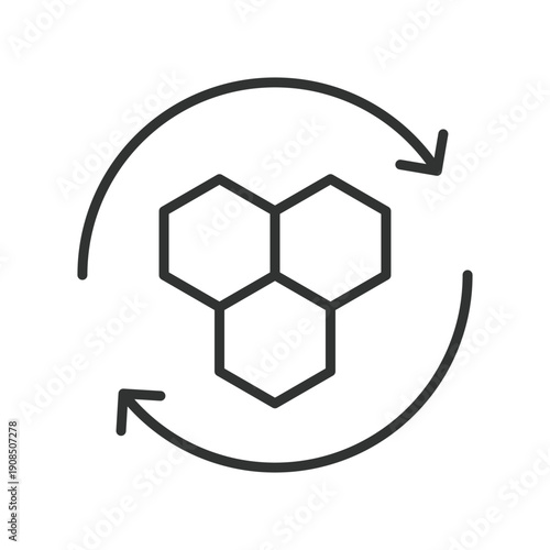 Active skincare ingredient cycle icon in line design. cosmetic formula circulation on white background vector. ingredient cycle editable stroke icon