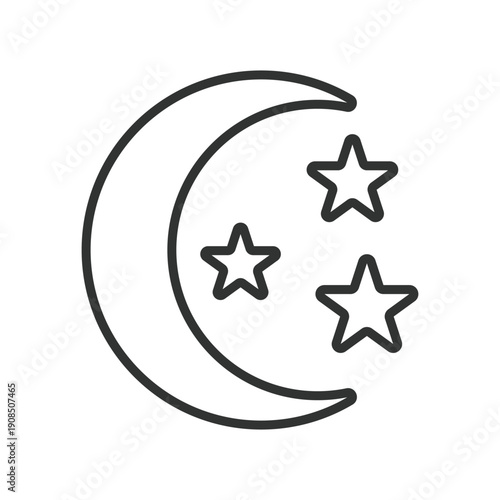 Night skincare icon in line design. moon and stars beauty routine on white background vector. night care editable stroke icon