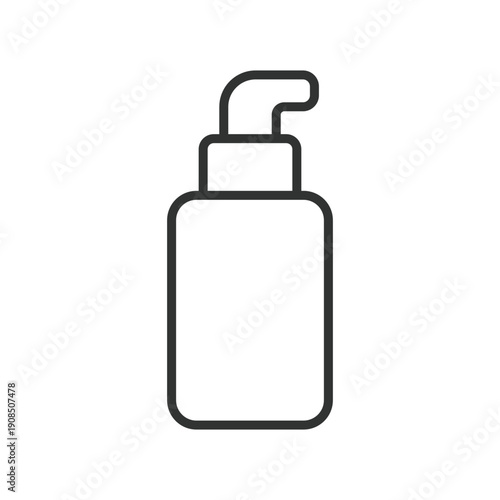 Cosmetic pump bottle icon in line design. skincare product container on white background vector. bottle editable stroke icon