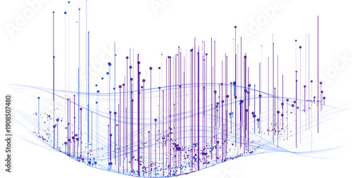 Abstract Vector Data Visualization With Lines And Dots In Purple And Blue Network