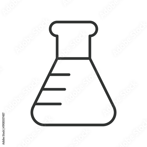 Laboratory skincare icon in line design. cosmetic testing flask on white background vector. lab editable stroke icon