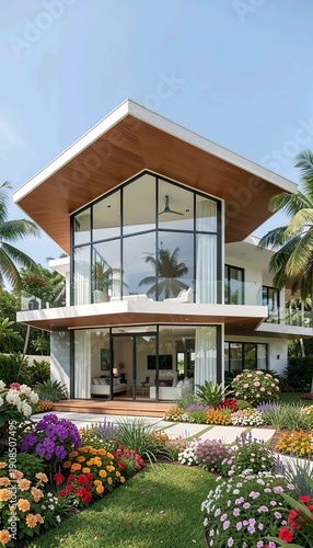 Wallpaper Mural modern house with garden Torontodigital.ca