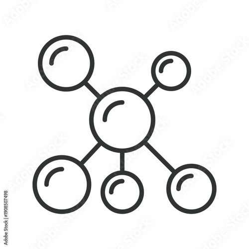 Skincare molecule network icon in line design. active ingredient structure on white background vector. network editable stroke icon