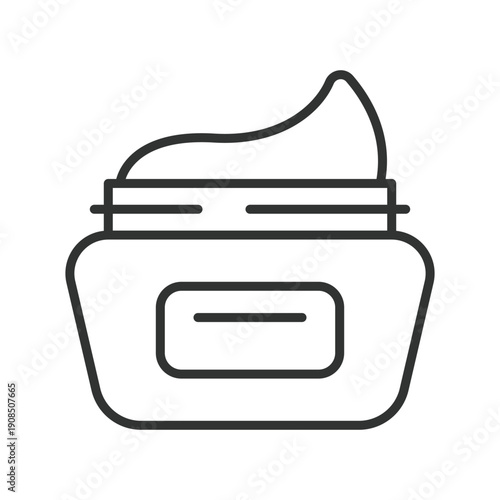 Face cream jar icon in line design. moisturizing skincare product on white background vector. cream jar editable stroke icon