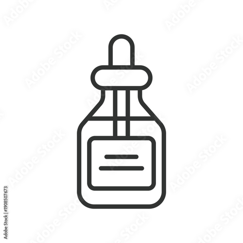 Skincare serum bottle icon in line design. cosmetic dropper packaging on white background vector. serum bottle editable stroke icon