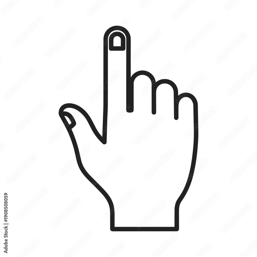 Obraz premium Hand pointing up vector icon, simple flat illustration