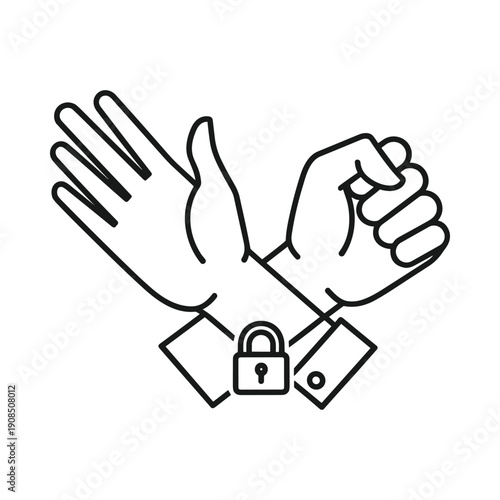 Handcuffed hands vector illustration
